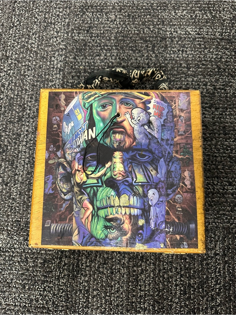 Wooden Box With Ron English's Revelations Book II Sticker